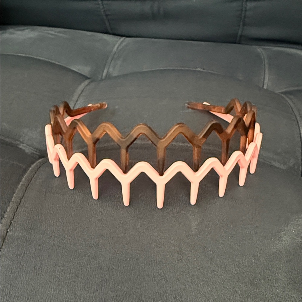 Pink and Brown Zigzag Headband